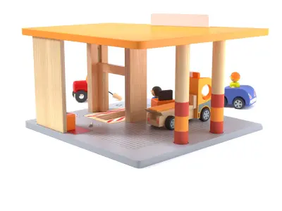 Garage wood toy Garage jouet en bois 3D model