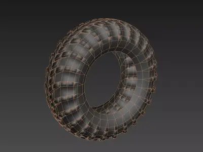 Low poly tyre  game asset uvw Low-poly 3D model