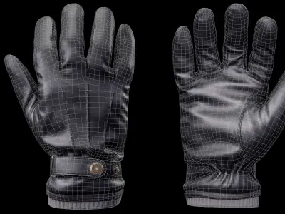 Leather Gloves 004 Low-poly 3D model