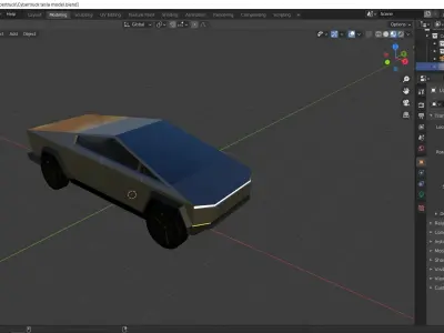 Cybertruck tesla  Low-poly 3D model