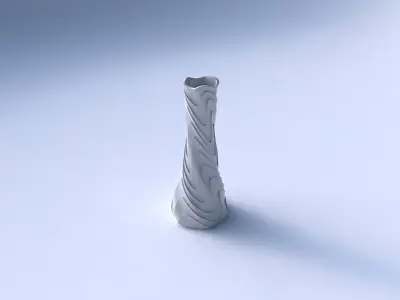 Vase twisted squeezed hexagon with horizontal wavy layers 3D print model