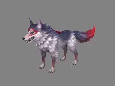 Cartoon big bad wolf Low-poly 3D model
