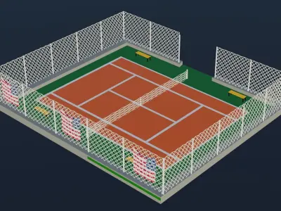 Tennis Court - USA Low-poly 3D model