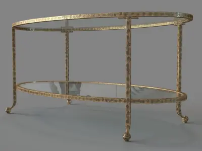 Portsmouth Oval Coffee Table Gold 3D model