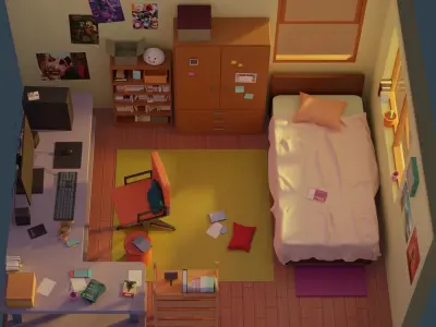 Diorama Room Low-poly 3D model