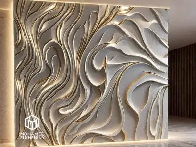decor set wall panel wall relief mural CNC 46 3D model