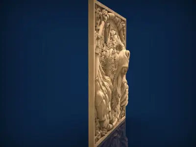 Carved panel painting STL 3D model 3