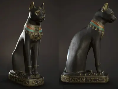 Egyptian Cat Statue Low-poly 3D model
