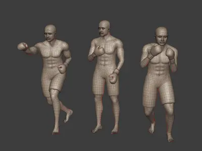 Athlete - Kickboxer Character - Fighter - Wrestler Low-poly 3D model
