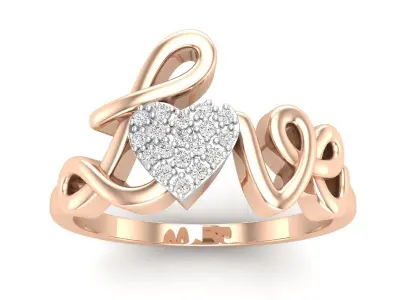 AV 651 Diamond Accent LOVE Heart Ring 3D print model