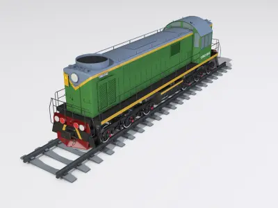 A complete set of railway cars plus two diesel locomotives 3D model