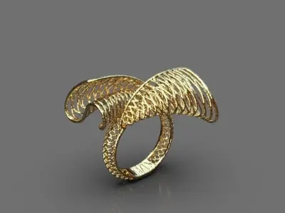 Stylized set gold ring 3D print model