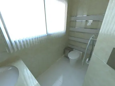 Narrow bathroom design for offices 3D model