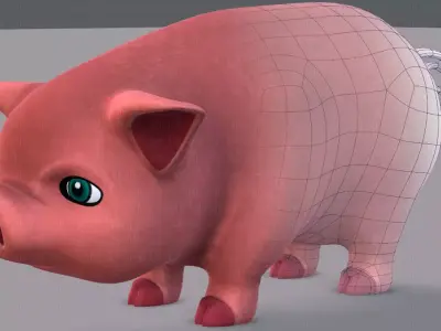 Pig cartoon V03 Low-poly 3D model
