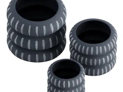 Aztec Grey White Vases 3D model