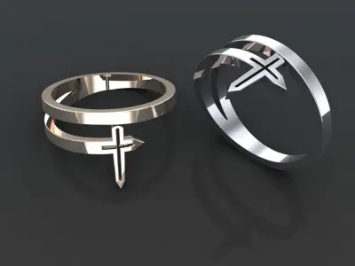 Solitaire Cross Ring 3D Model 3D print model