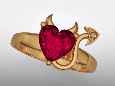 Devil ruby ring 3D print model