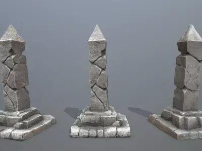 pillar Low-poly 3D model 4