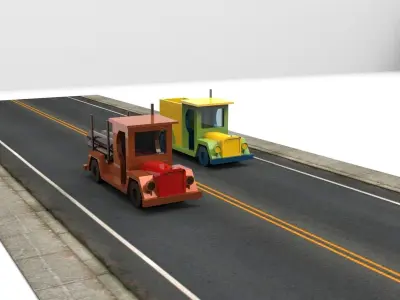 two-tracks jeep and truck Low-poly 3D model