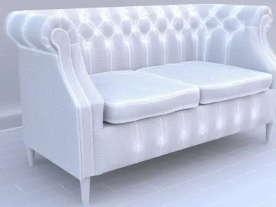 Dls-2 white leather sofa 3D model