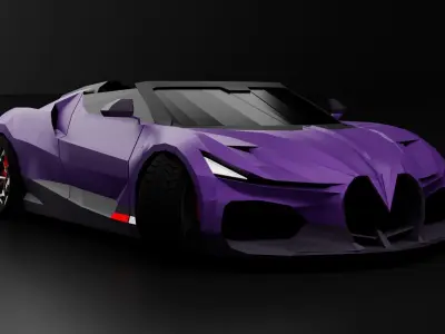 Baguette Central - Low Poly Generic Hyper Car Low-poly 3D model