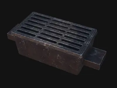 Sewage grate Low-poly 3D model