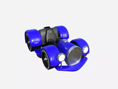 Cartoon Kart E02 Blue - Vehicle Racing Design Low-poly 3D model