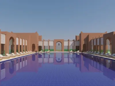 Traditional Moroccan Pool Style Tamouda Bay 3D model