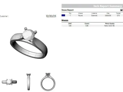 Round 0-75-CT Quarter Round Profile Shank Width 2-90 mm 3D print model