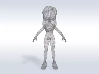 3D Cartoon character t pose muscle sport girl gym Low-poly 3D model