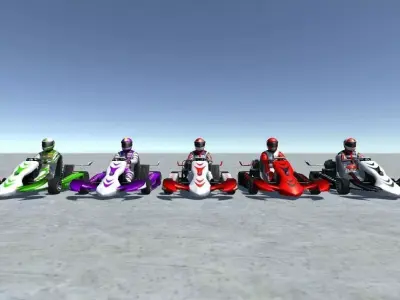 5 Low Poly Karts With Player Pack - 3 Low-poly 3D model