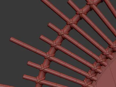 Soleil mirror in black lacquered rattan 3D model