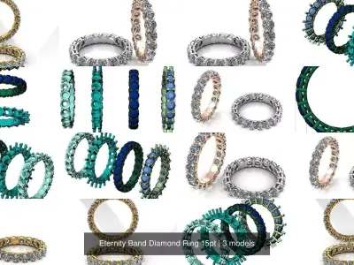 Eternity Band Diamond Ring 15pt 3D Model Pack