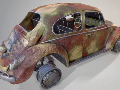 Rusty Volkswagen Beetle 3D model