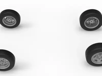 Wheel Set of New Zealand Vintage Stock car Scale 1 to 25 3D print model