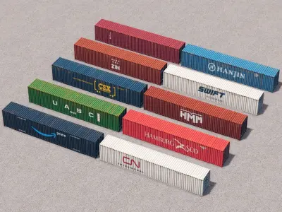 53ft Containers Pack 2 Low-poly 3D model
