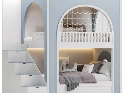 Kids Two Level Bed 3D model