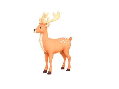 Cartoon Reindeer 6 Cute Low-poly 3D model