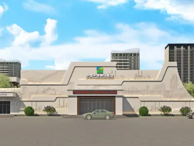 The facade of the building 3D model