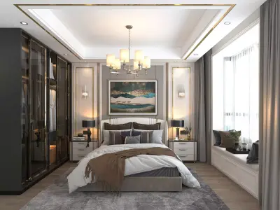 Modern Bedroom Scene 5 3D model