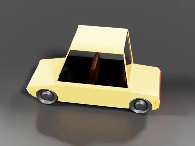 lowpoly mini yellow car  Low-poly 3D model