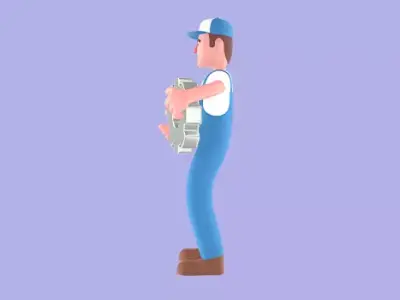 Stylized 3D Male Mechanic Character - Cartoon Tire Service 3D model
