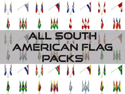 All South American Flag Packs 3D model