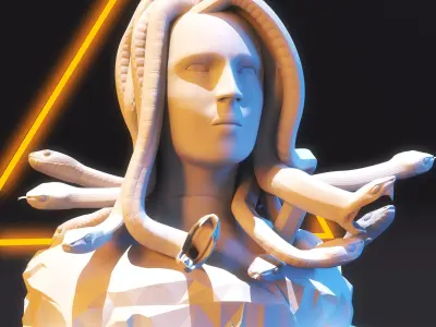 Medusa Sculpture Low Poly  Low-poly 3D model