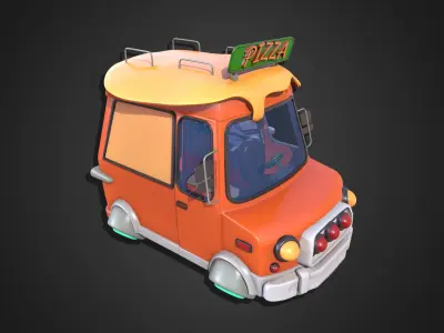 Asset - Cartoons - Food Pizza Truck 3D model