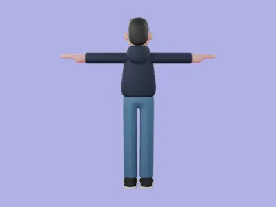 Stylized 3D Male Programmer Character - Cartoon Tech Nerd 3D model