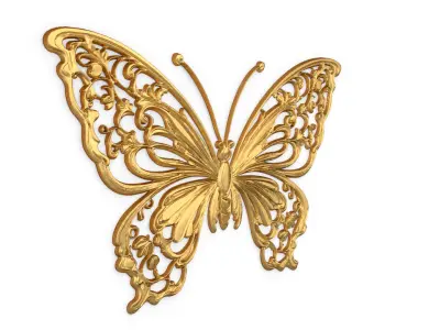Classic butterfly decor ornament carved 55 3D model