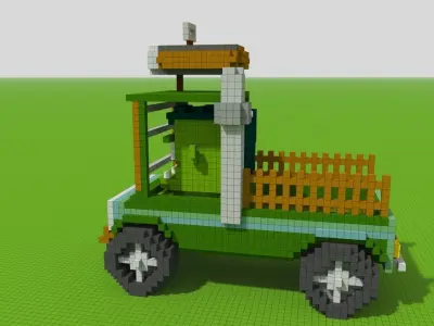 Zombie Truck and Zombie Character for Apocalyptic Game Low-poly 3D model