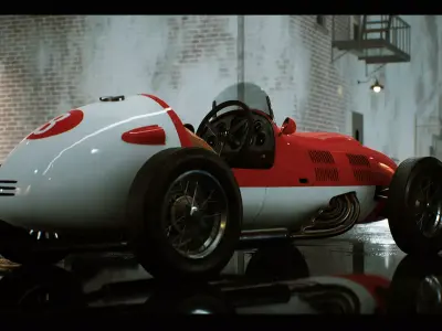 Classic Race Car Driveable Functional Low-poly 3D model