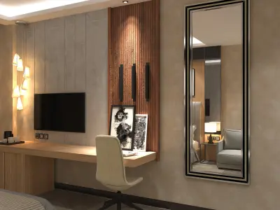 Luxury and Modern Hotel Room Scene 3D model